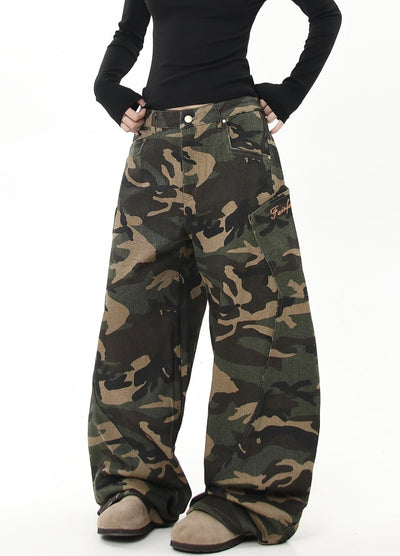 【Blacklists】Balloon wide silhouette simple camouflage pants  BL0031