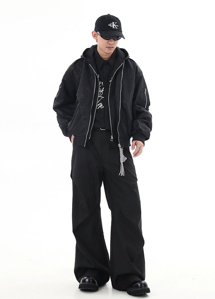 【Blacklists】Double zip gimmick fabric design jacket hoodie  BL0052