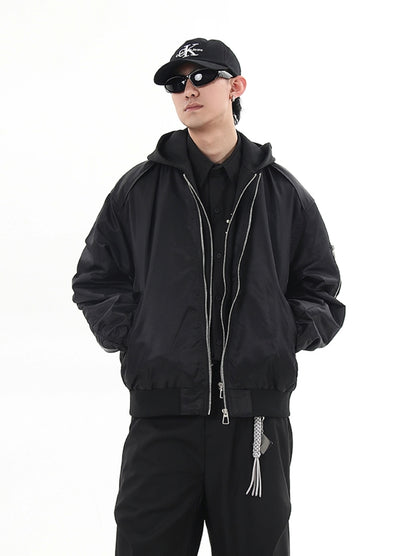 【Blacklists】Double zip gimmick fabric design jacket hoodie  BL0052