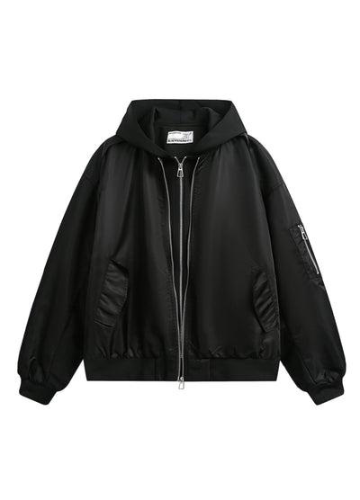 【Blacklists】Double zip gimmick fabric design jacket hoodie  BL0052