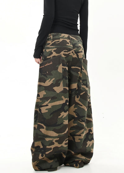 【Blacklists】Balloon wide silhouette simple camouflage pants  BL0031