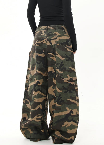 【Blacklists】Balloon wide silhouette simple camouflage pants  BL0031