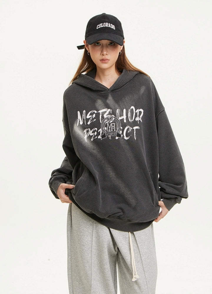 【NIHAOHAO】Front initial wash oversized silhouette hoodie  NH0201