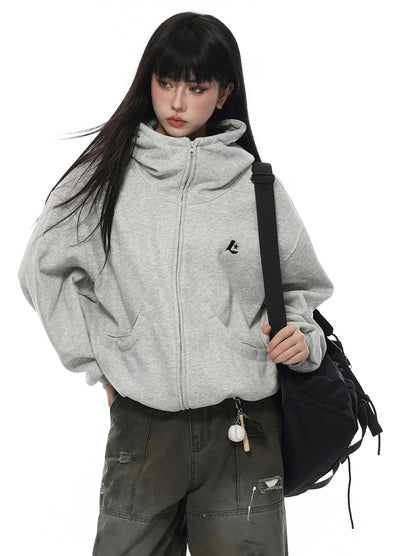 【VINMUK】High neck basic design loose rise hoodie  VM0017