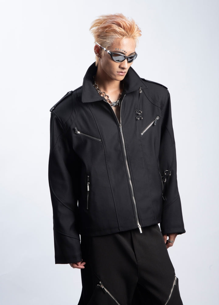 【PLAN1ONE】Multi-zip design double over basic jacket  PL0056