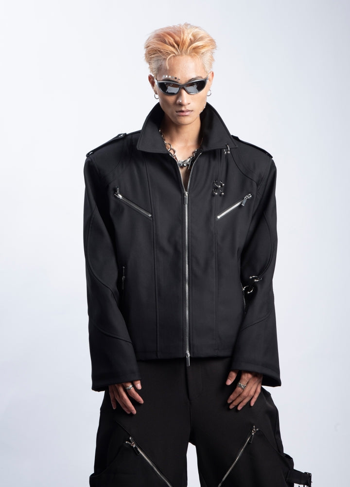 【PLAN1ONE】Multi-zip design double over basic jacket  PL0056