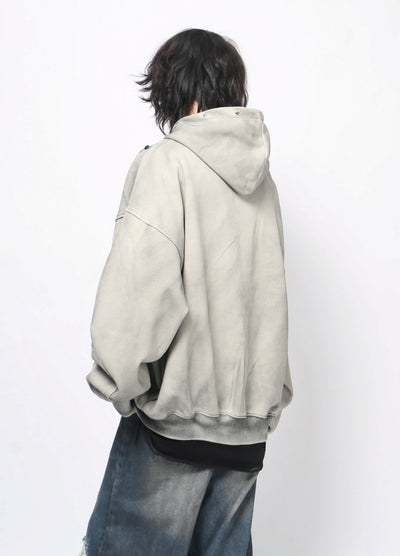 【Mz】Grunge wash dark core color full zip hoodie  MZ0063