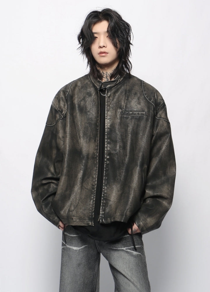 【Mz】Vintage style just leather jacket  MZ0065