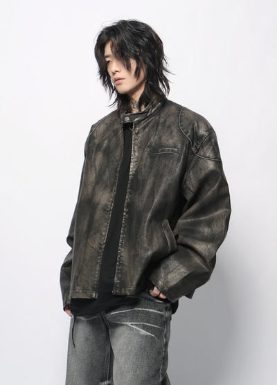 【Mz】Vintage style just leather jacket  MZ0065