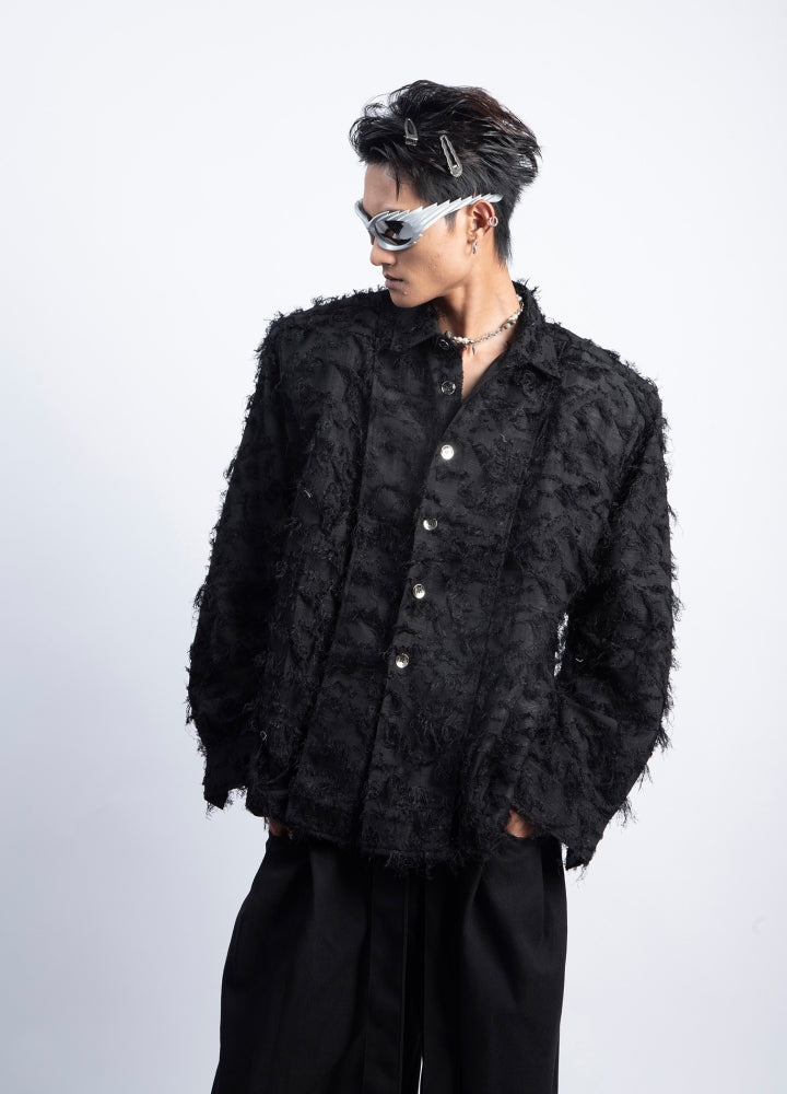 【PLAN1ONE】Devil fringe casual mode style long sleeve shirt  PL0057