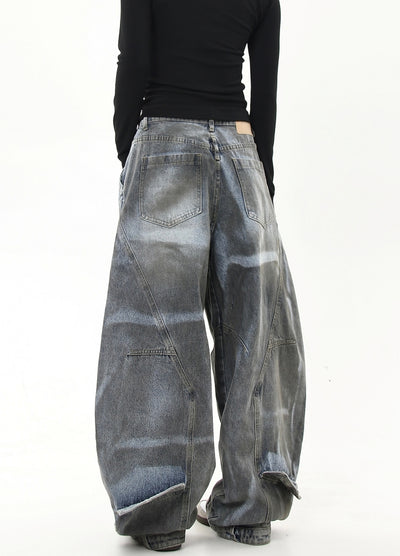 【Blacklists】Dull wash wide silhouette high waist denim pants  BL0032