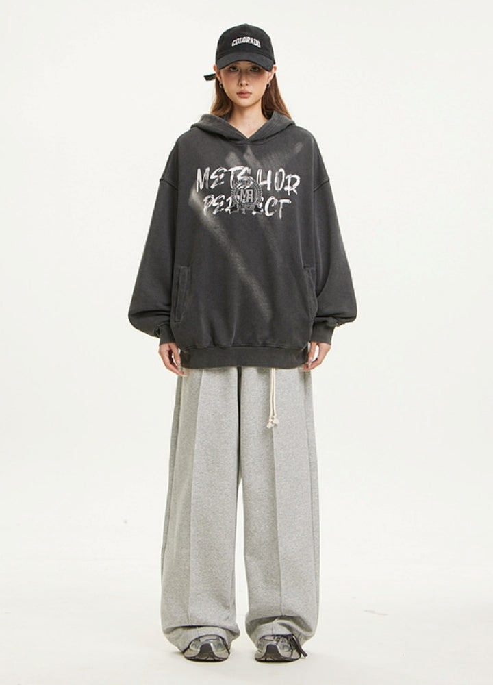 【NIHAOHAO】Front initial wash oversized silhouette hoodie  NH0201