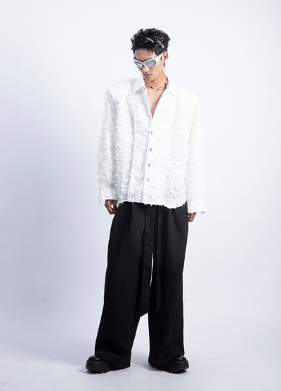 【PLAN1ONE】Devil fringe casual mode style long sleeve shirt  PL0057