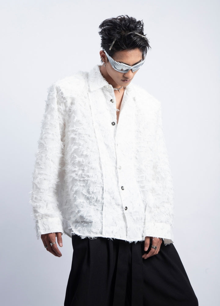 【PLAN1ONE】Devil fringe casual mode style long sleeve shirt  PL0057