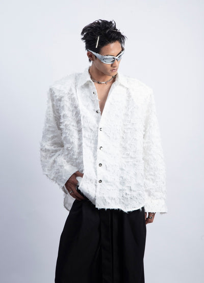 【PLAN1ONE】Devil fringe casual mode style long sleeve shirt  PL0057