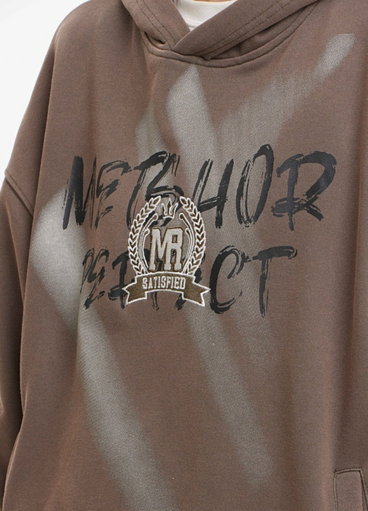 【NIHAOHAO】Front initial wash oversized silhouette hoodie  NH0201