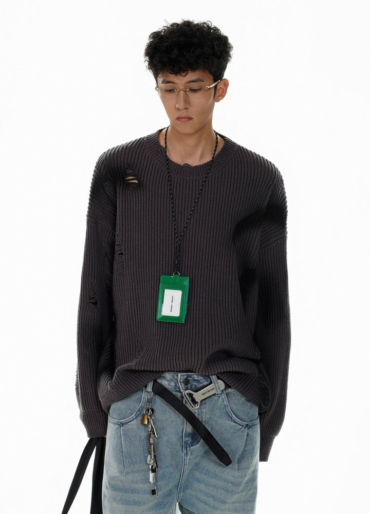 【MR nearly】Random wash line processed tight silhouette knit sweater  MR0155