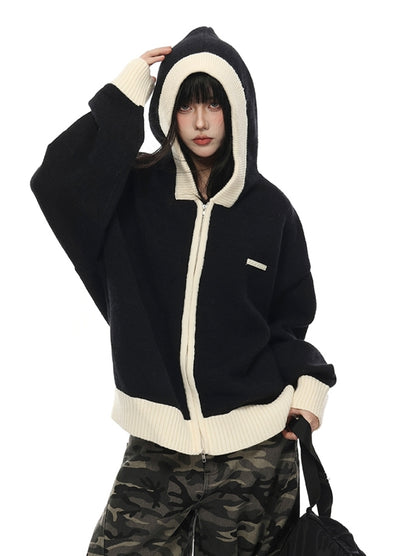 【VINMUK】Double line design zip style hoodie  VM0018