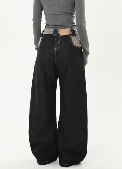 【Blacklists】Waist-up design embroidered gimmick denim pants  BL0035