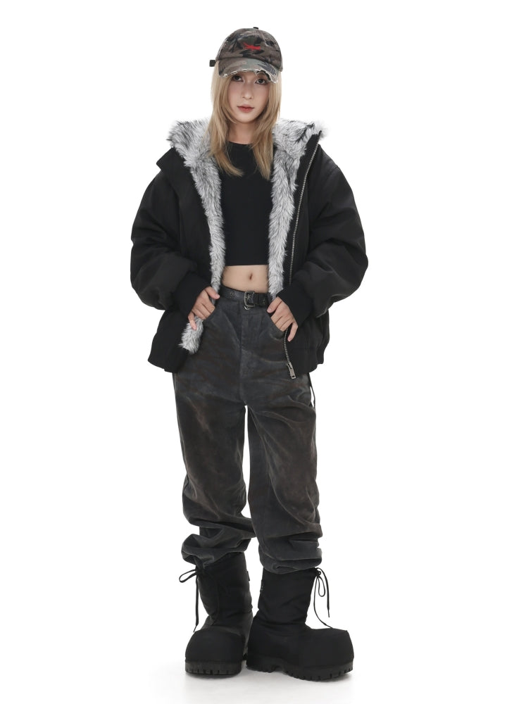 【GIBBYCNA】Inner fur design Y2K style jacket hoodie outerwear  GC0034