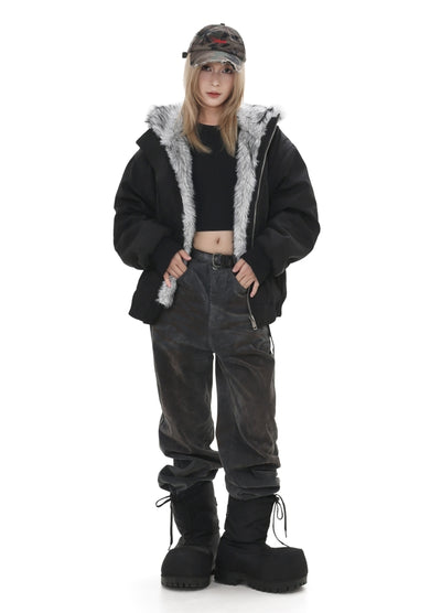 【GIBBYCNA】Inner fur design Y2K style jacket hoodie outerwear  GC0034