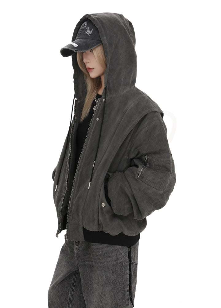 【GIBBYCNA】Dull base color full zip style jacket hoodie  GC0037