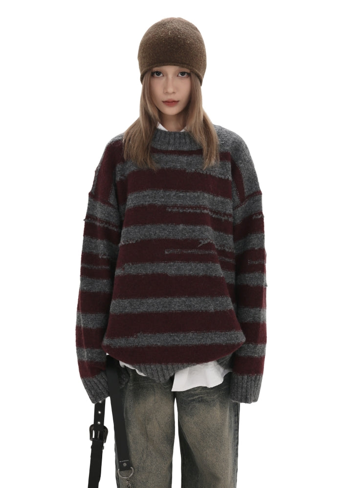 【GIBBYCNA】Basic style border design color knit sweater  GC0040