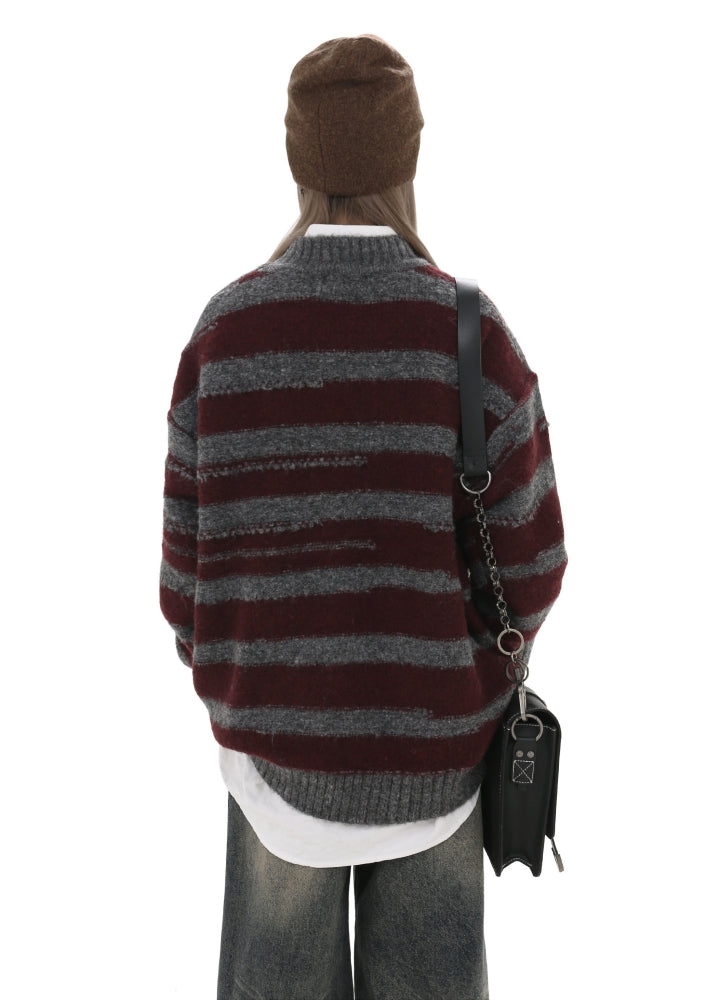 【GIBBYCNA】Basic style border design color knit sweater  GC0040