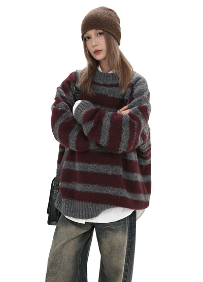 【GIBBYCNA】Basic style border design color knit sweater  GC0040