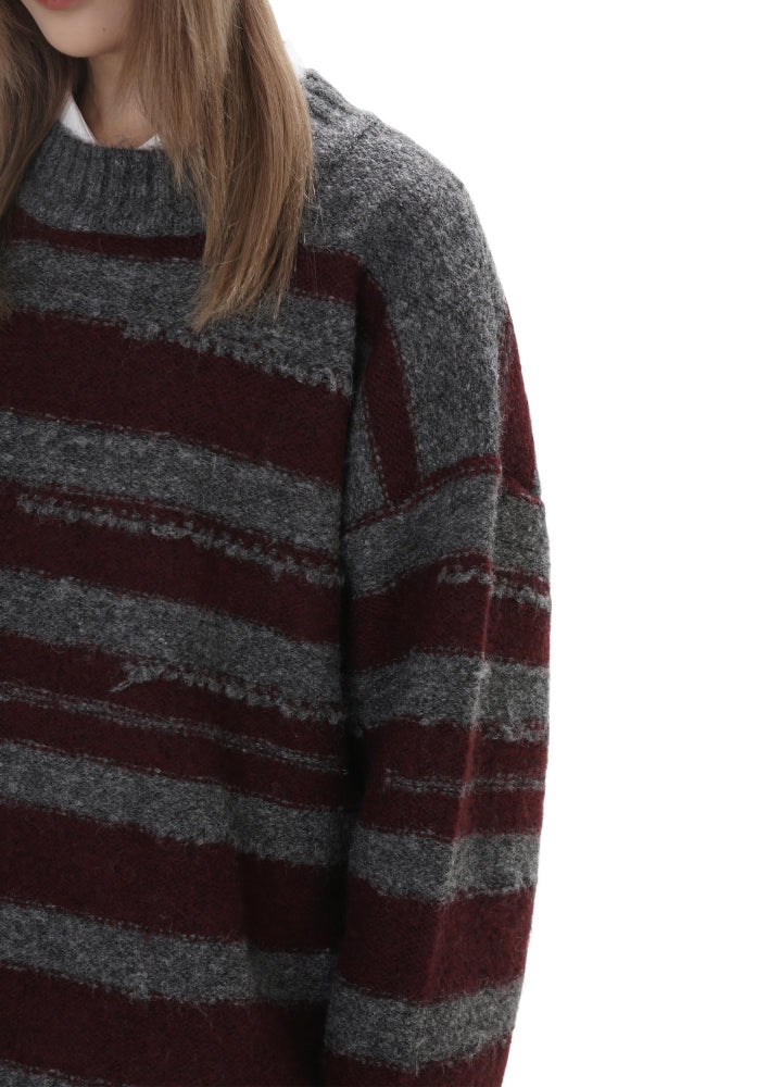 【GIBBYCNA】Basic style border design color knit sweater  GC0040