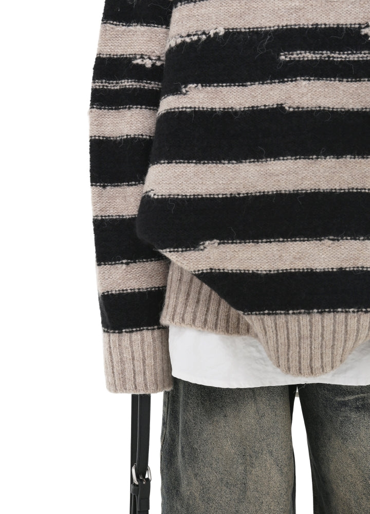 【GIBBYCNA】Basic style border design color knit sweater  GC0040