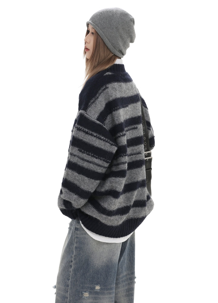 【GIBBYCNA】Basic style border design color knit sweater  GC0040