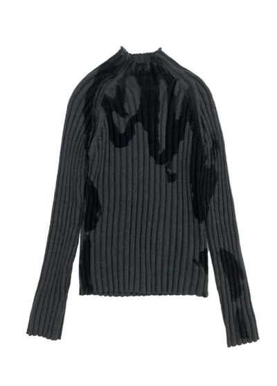 【MICHINNYON】Front wave paint finish tight silhouette knit sweater  MY0012