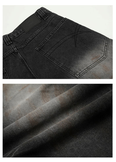 【MICHINNYON】Fully washed mid-wide silhouette denim pants  MY0020