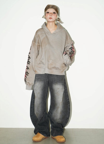 【MICHINNYON】Fully washed mid-wide silhouette denim pants  MY0020