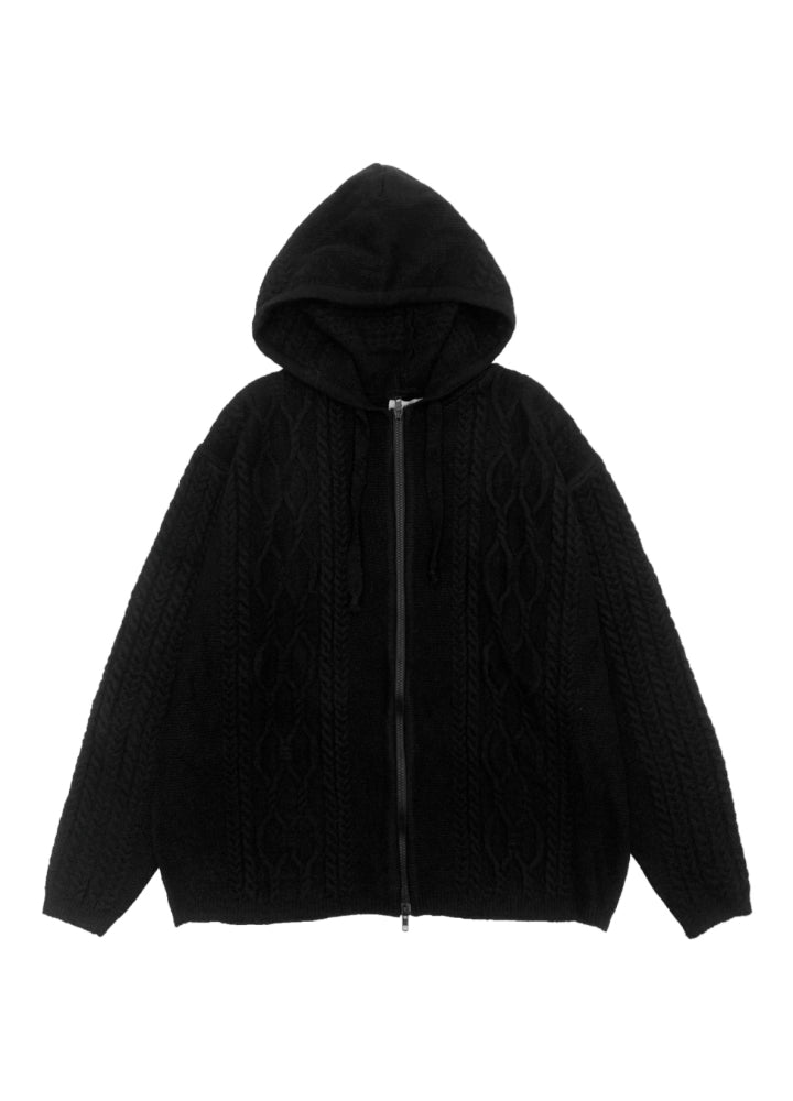 【MICHINNYON】Knit design full zip style hoodie  MY0022