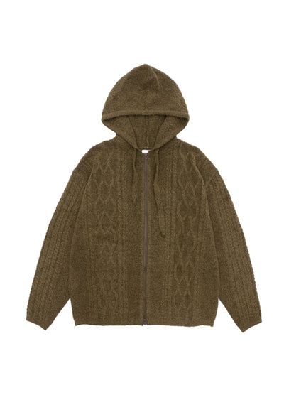 【MICHINNYON】Knit design full zip style hoodie  MY0022