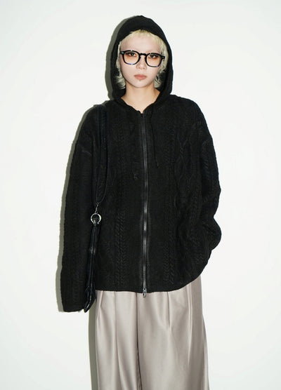 【MICHINNYON】Knit design full zip style hoodie  MY0022