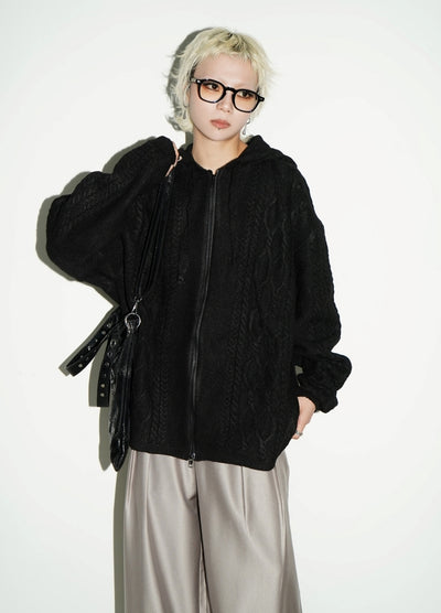 【MICHINNYON】Knit design full zip style hoodie  MY0022