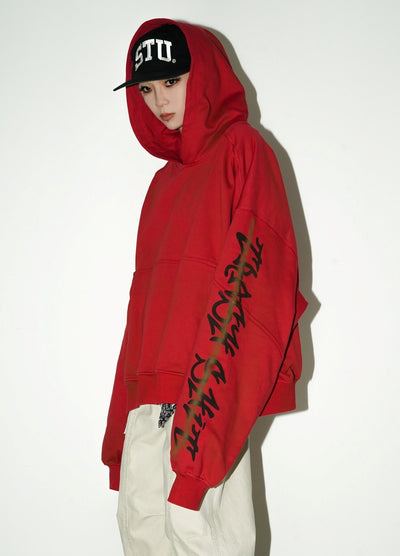 【MICHINNYON】Dull base color oversized silhouette long sleeve pullover hoodie  MY0023