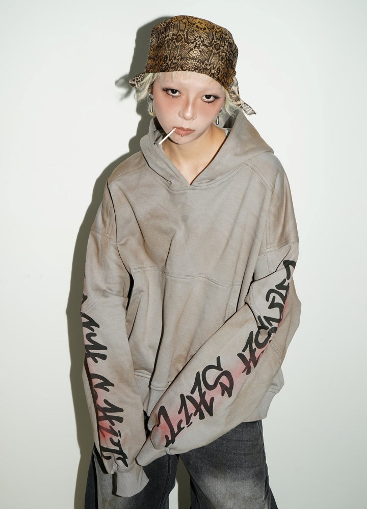 【MICHINNYON】Dull base color oversized silhouette long sleeve pullover hoodie  MY0023