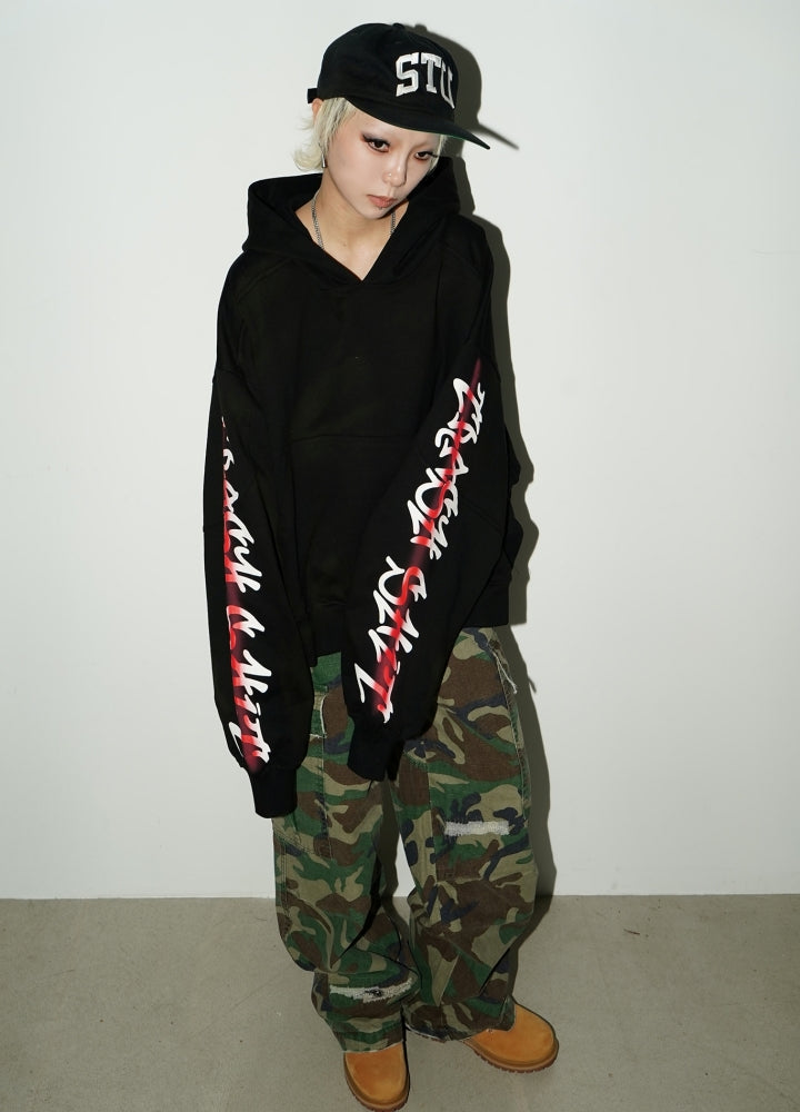 【MICHINNYON】Dull base color oversized silhouette long sleeve pullover hoodie  MY0023