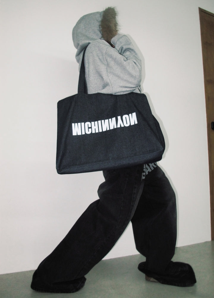 【MICHINNYON】Front modern initial wash wide basic denim pants  MY0024