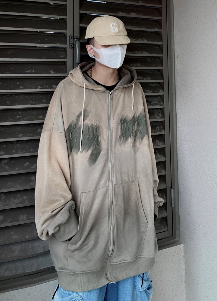 【UUCSCC】Dull base color full zip design villain hoodie  US0075