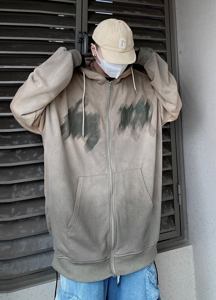 【UUCSCC】Dull base color full zip design villain hoodie  US0075