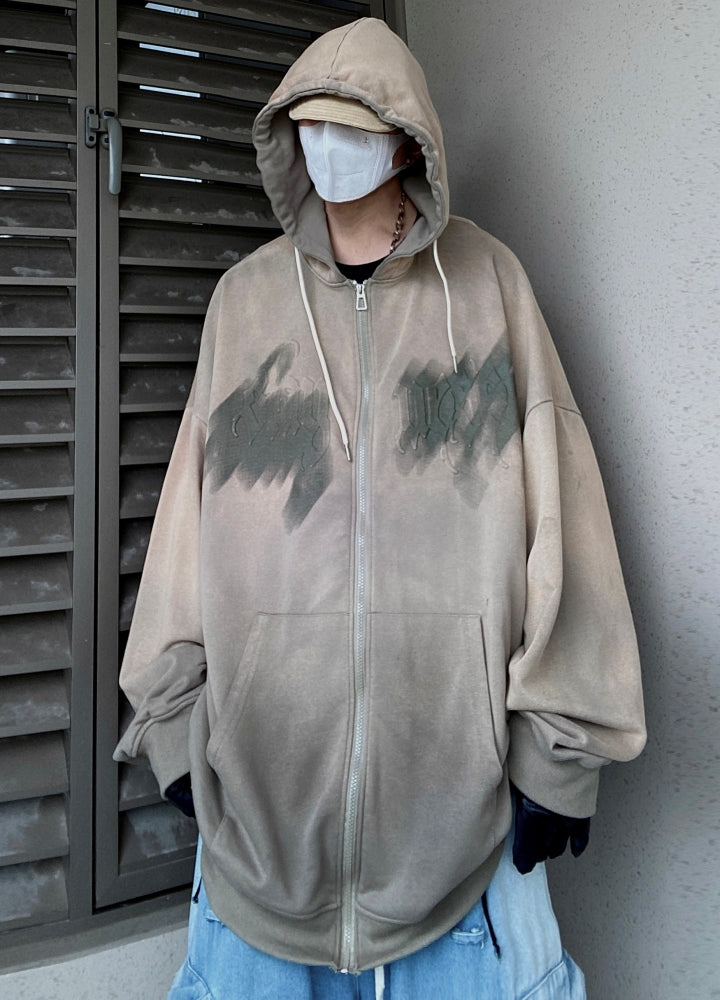 【UUCSCC】Dull base color full zip design villain hoodie  US0075