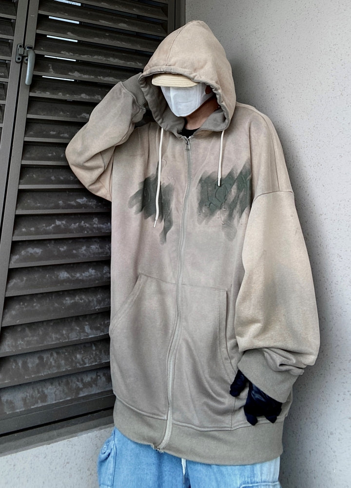 【UUCSCC】Dull base color full zip design villain hoodie  US0075