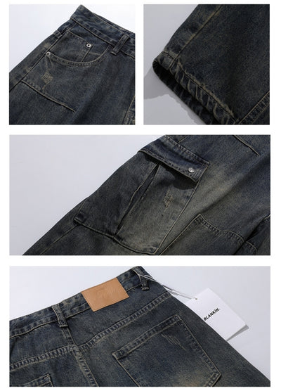 【ACRARDIC】Over-wide silhouette vintage denim cargo pants  AI0026