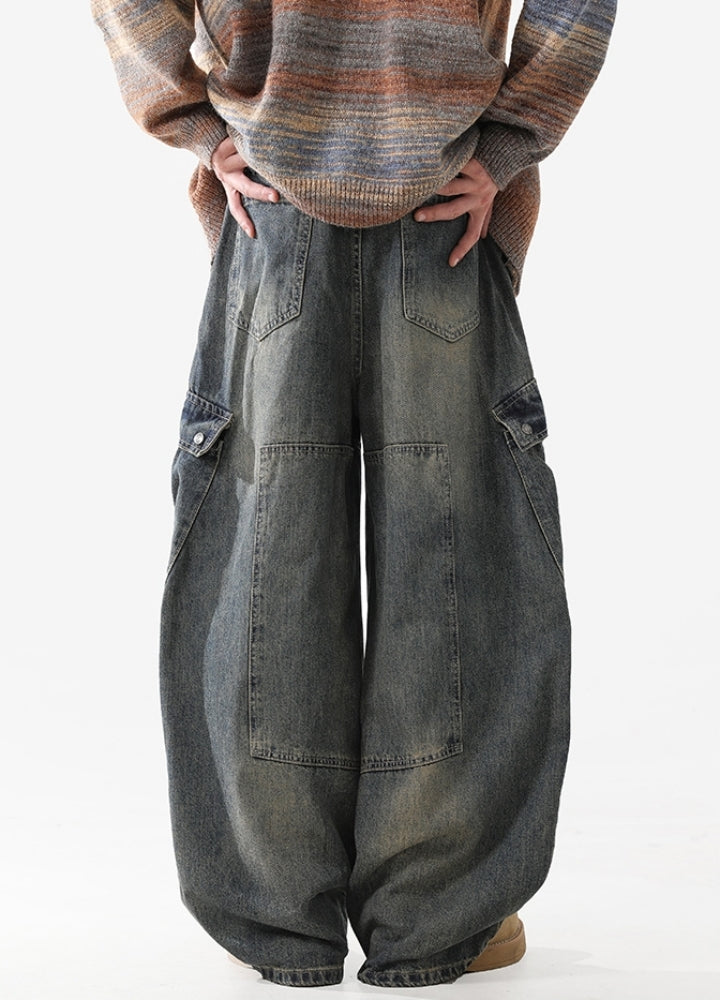 【ACRARDIC】Over-wide silhouette vintage denim cargo pants  AI0026