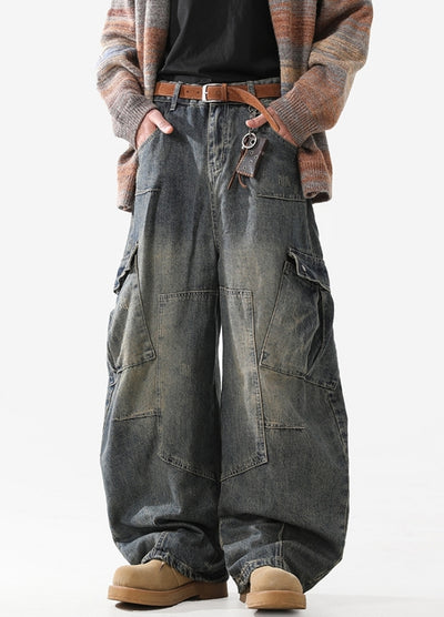 【ACRARDIC】Over-wide silhouette vintage denim cargo pants  AI0026